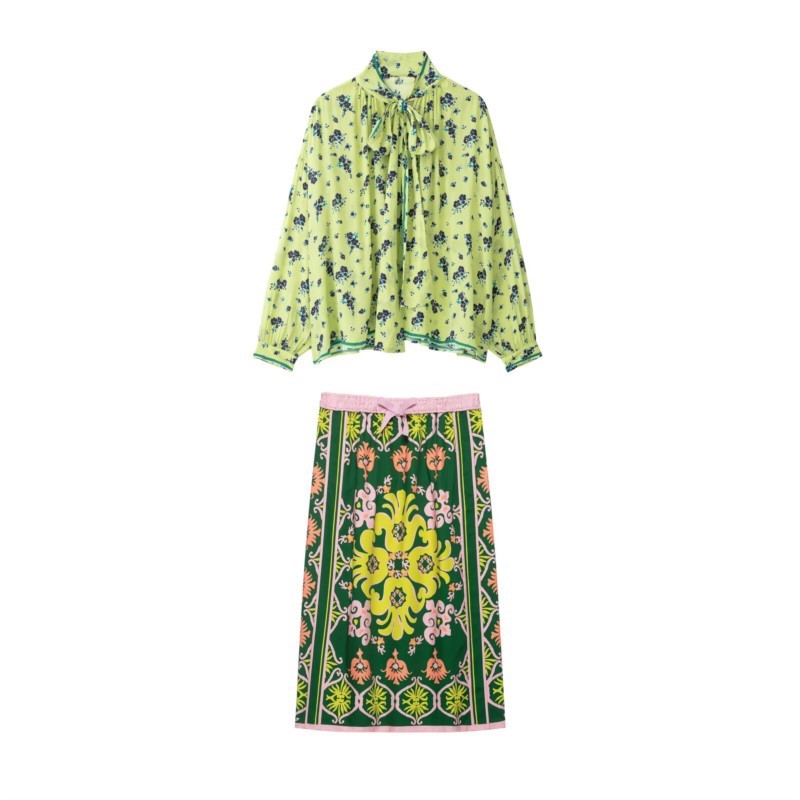 A-Line Skirt Midi - HipSeam Women's Printed Midi Skirts Set