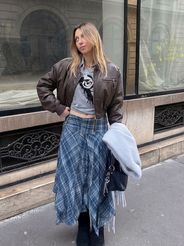 Women'S Fashion Trends 2026 Spring Summer - Women's Blue Plaid Pleated Skirt Asymmetrical