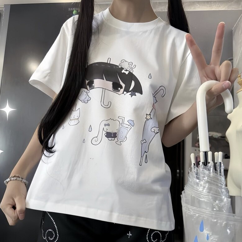 Women'S Fashion Umbrella - Japanese Cute Umbrella Print Short-sleeved Women's