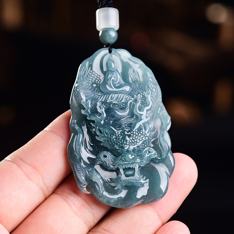 Women'S Fashion - Natural Burmese Jadeite Dragon Pendant Necklace