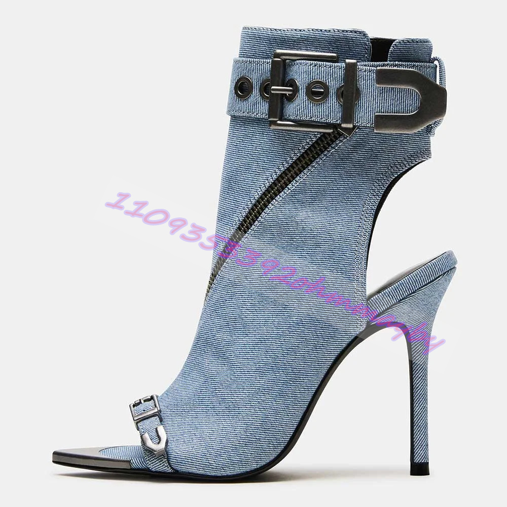 Fashion Women Belt - Summer Blue Denim Pointed-Toe Boots For