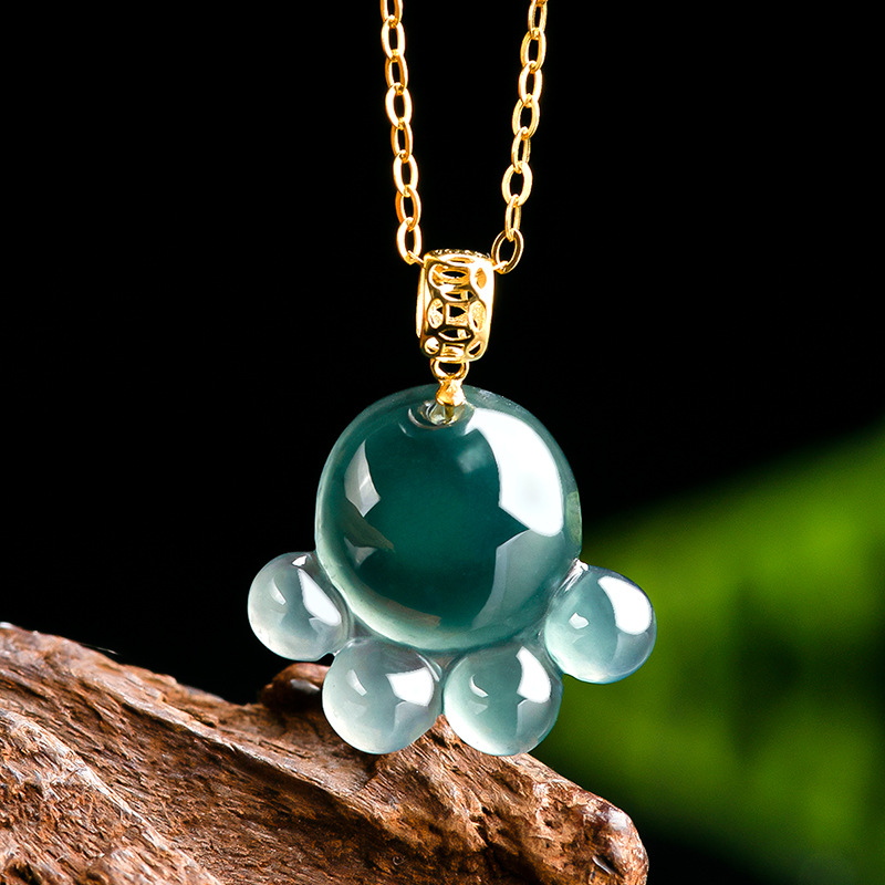 Women'S Fashion - Natural Real Emerald Blue Water Jade