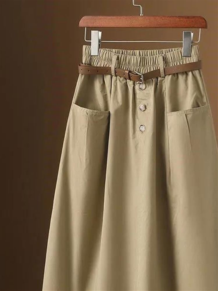 Fashionable Three-Button Casua - A-Line Skirt Midi recension och pris
