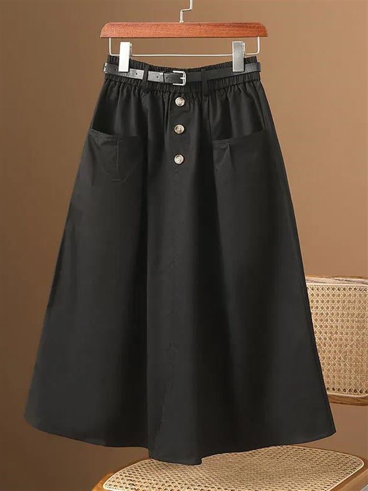 Fashionable Three-Button Casua - A-Line Skirt Midi recension och pris