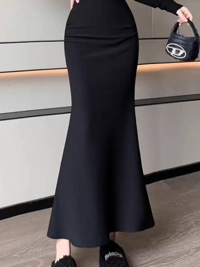 Fashionable Korean Style Pure  - A-Line Skirt Midi recension och pris