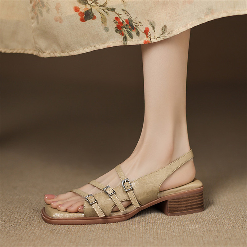 New Summer Sandals Split Leath - Fashion Women Belt recension och pris