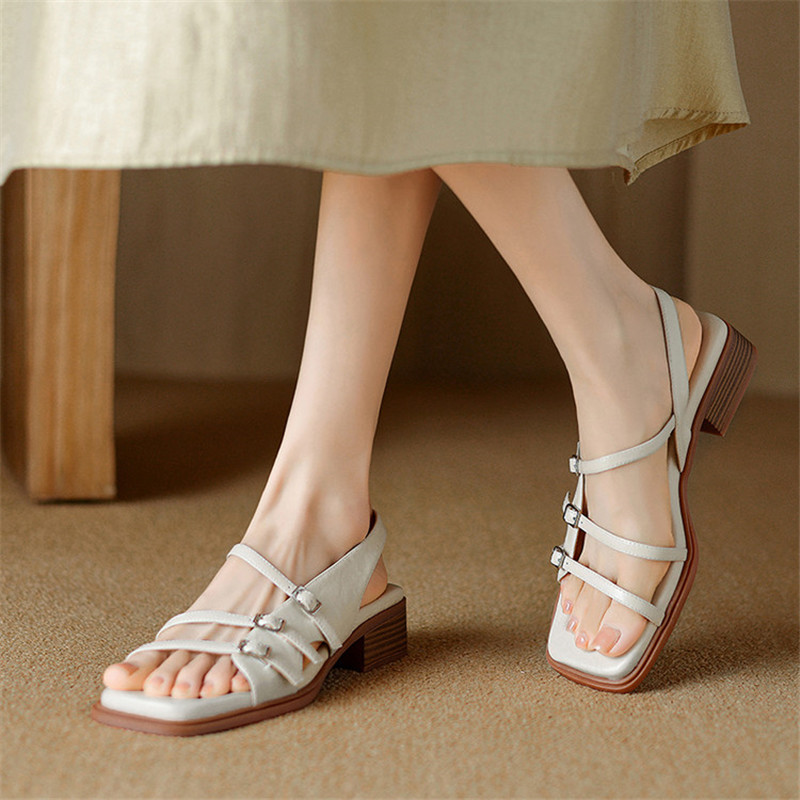 New Summer Sandals Split Leath - Fashion Women Belt recension och pris