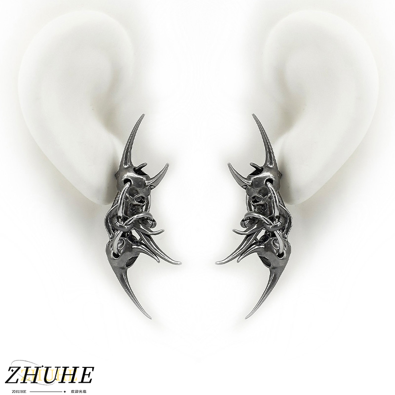 Edgy Demon Horn Skull Earrings - Women'S Fashion Edgy recension och pris
