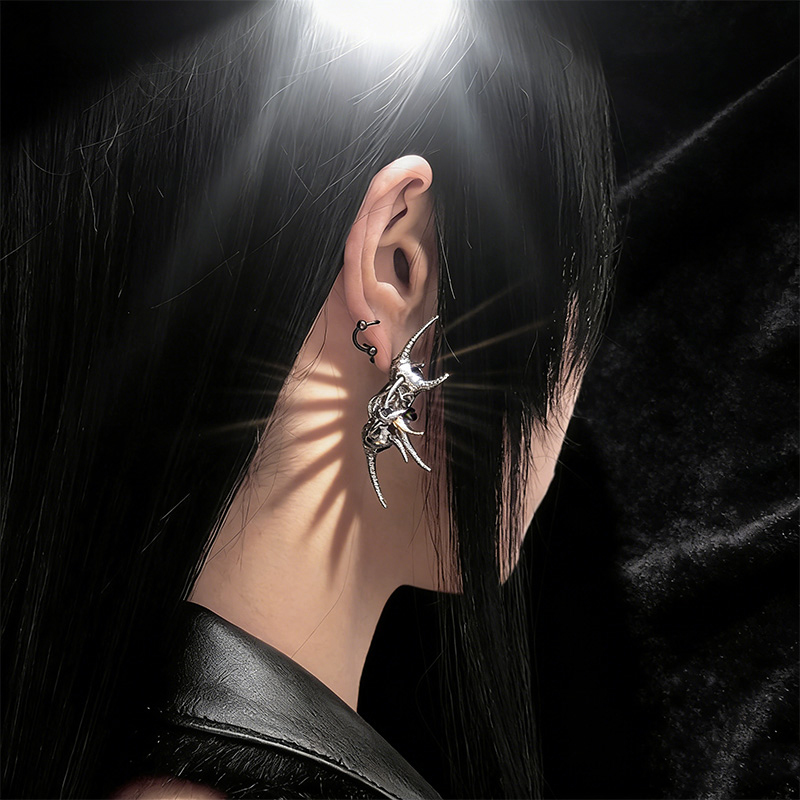 Edgy Demon Horn Skull Earrings - Women'S Fashion Edgy recension och pris