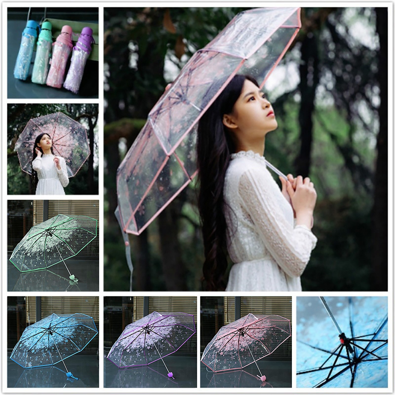 Sakura Transparent Folding Umb - Women'S Fashion Umbrella recension och pris