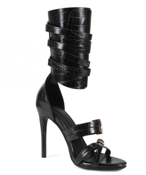 Sexy Black Leather Open Toe Cr - Fashion Women Belt recension och pris