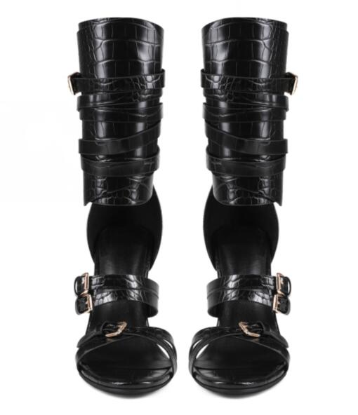Sexy Black Leather Open Toe Cr - Fashion Women Belt recension och pris
