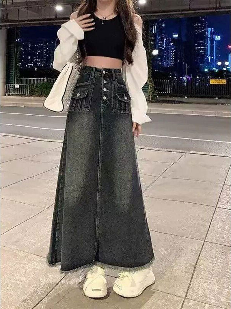 High Waist A-Line Midi Denim S - A-Line Skirt Midi recension och pris