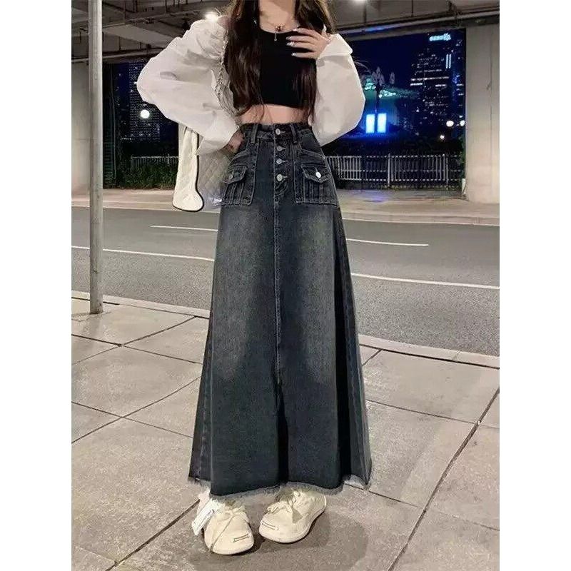 High Waist A-Line Midi Denim S - A-Line Skirt Midi recension och pris