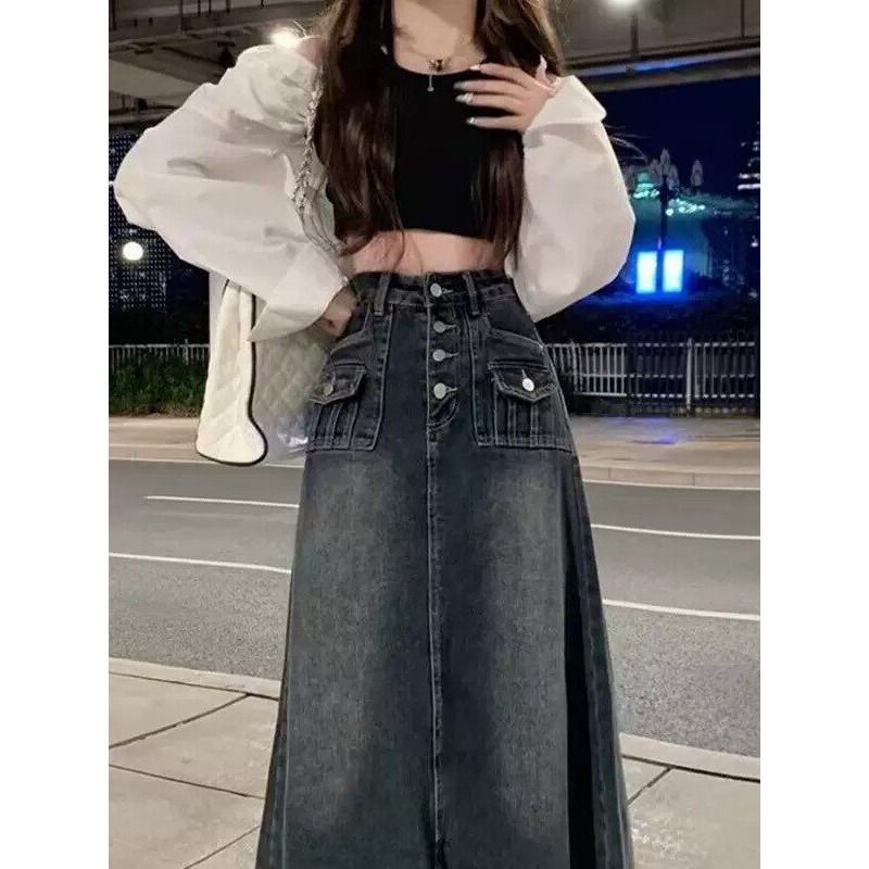 High Waist A-Line Midi Denim S - A-Line Skirt Midi recension och pris