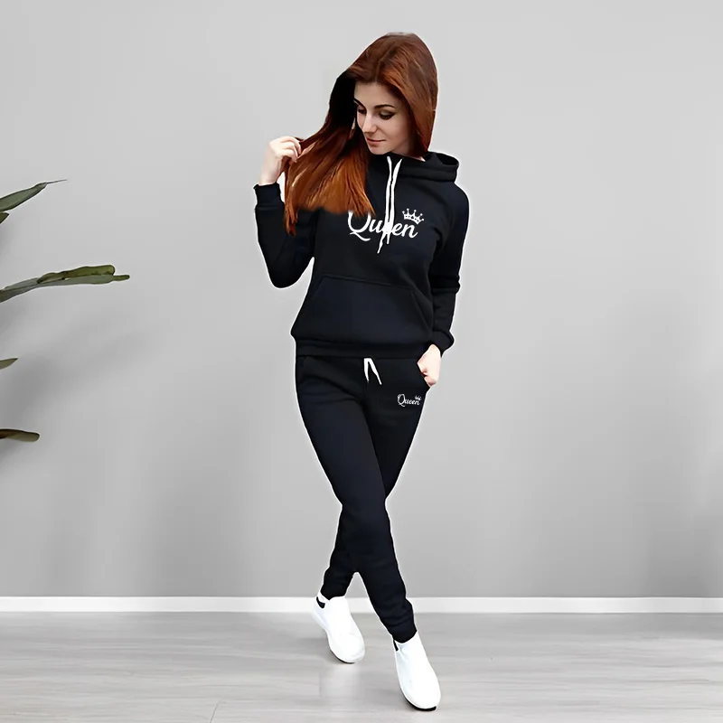 Womens Tracksuit Queen Letter  - Women Fashion Outfits recension och pris