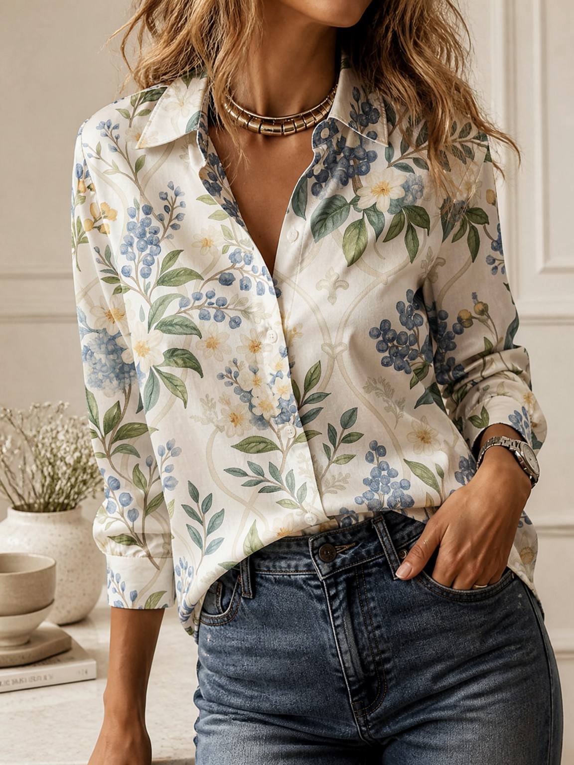Casual All-match Collared Blou - Women Fashion Outfits recension och pris