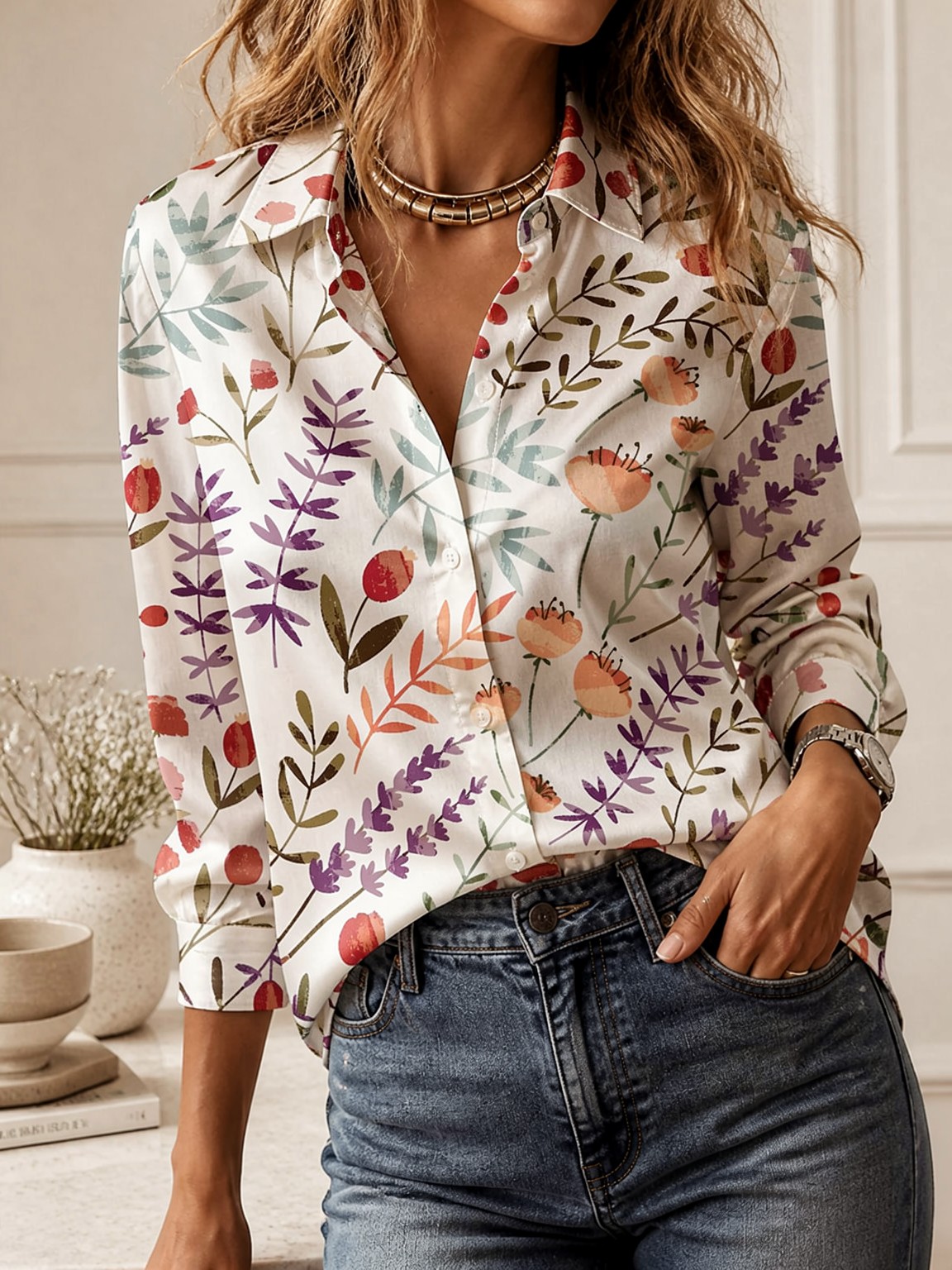 Casual All-match Collared Blou - Women Fashion Outfits recension och pris