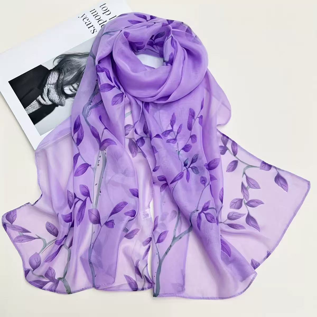 Leaf Print Silk-like Chiffon S - Printed Wrap Skirt recension och pris