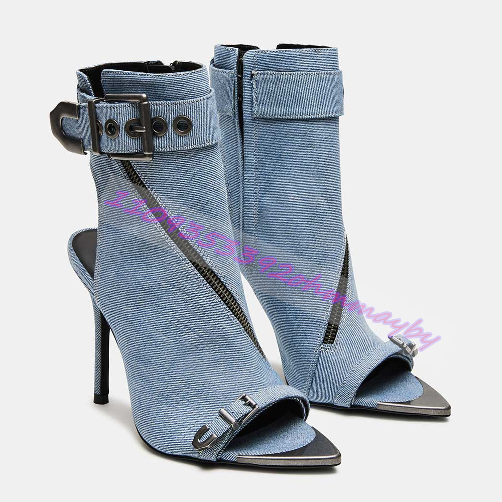 Summer Blue Denim Pointed-Toe  - Fashion Women Belt recension och pris