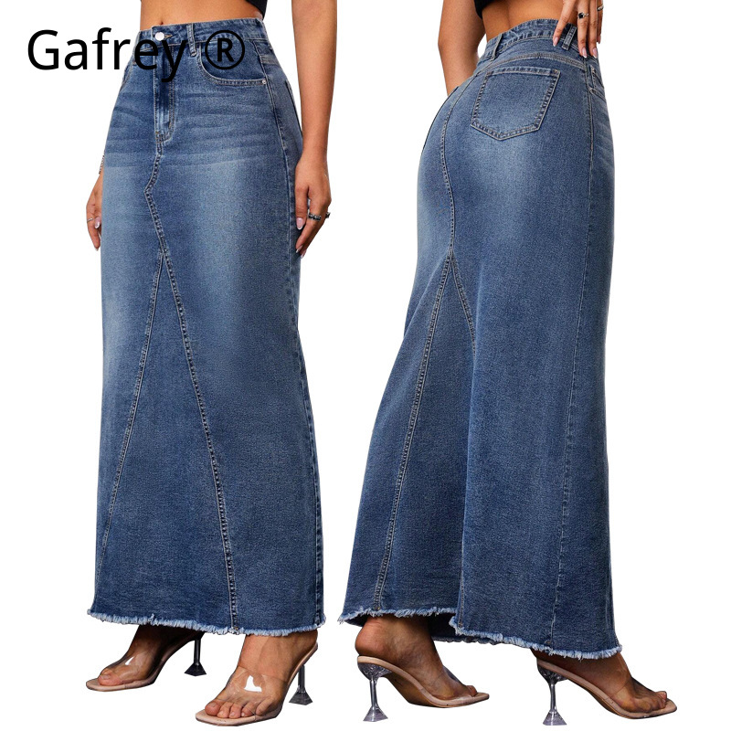 Women Denim Midi Skirt High Wa - A-Line Skirt Midi recension och pris