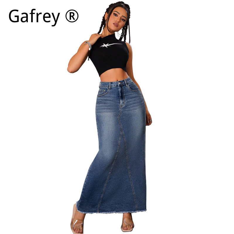Women Denim Midi Skirt High Wa - A-Line Skirt Midi recension och pris