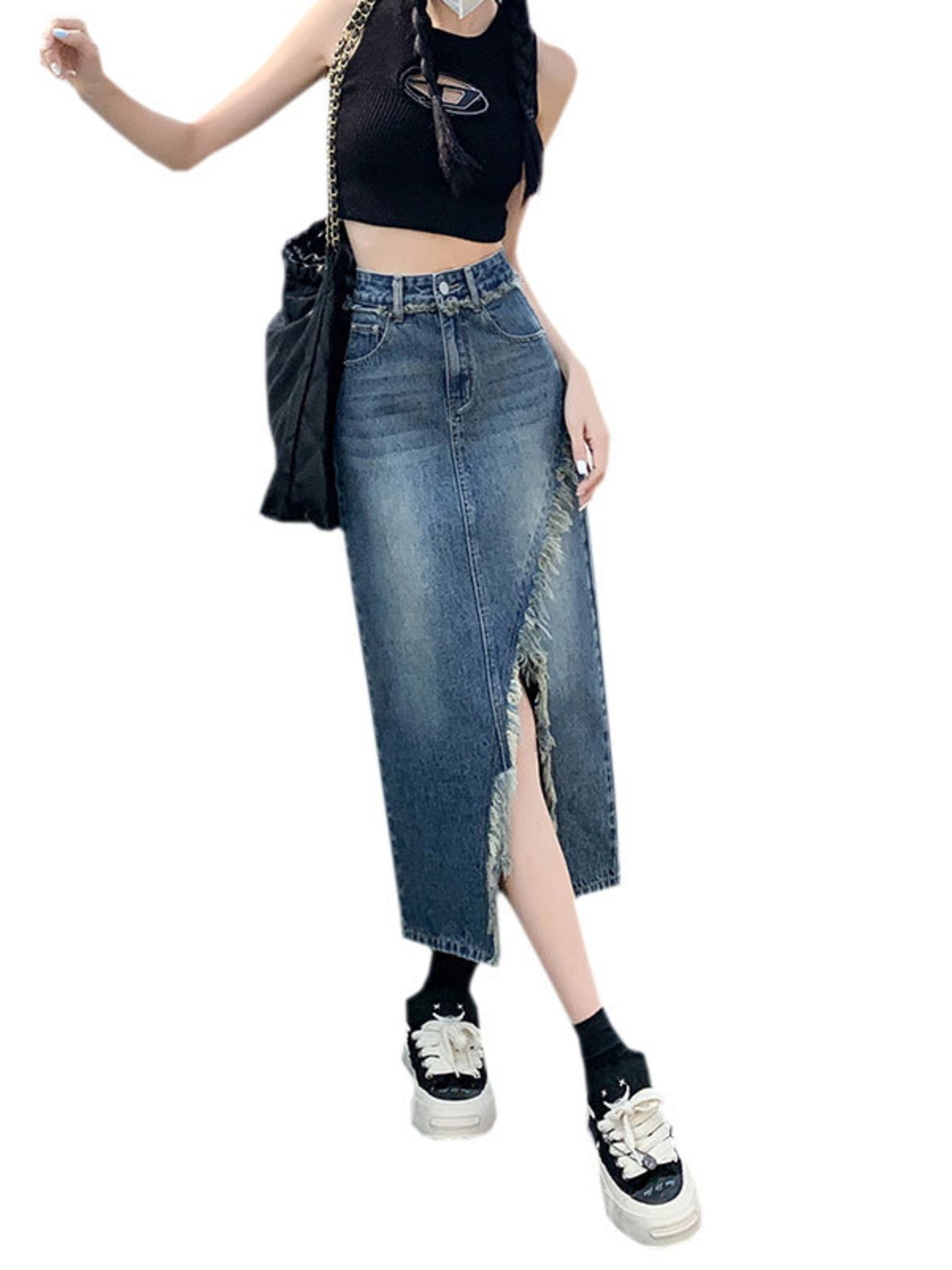 Women's High Waist Denim Skirt - A-Line Skirt Midi recension och pris