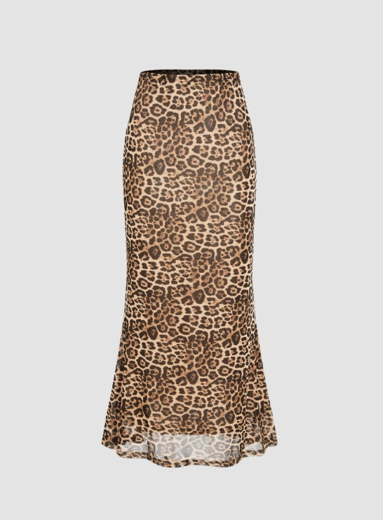 Leopard Print Maxi Skirt High  - A-Line Skirt Midi recension och pris