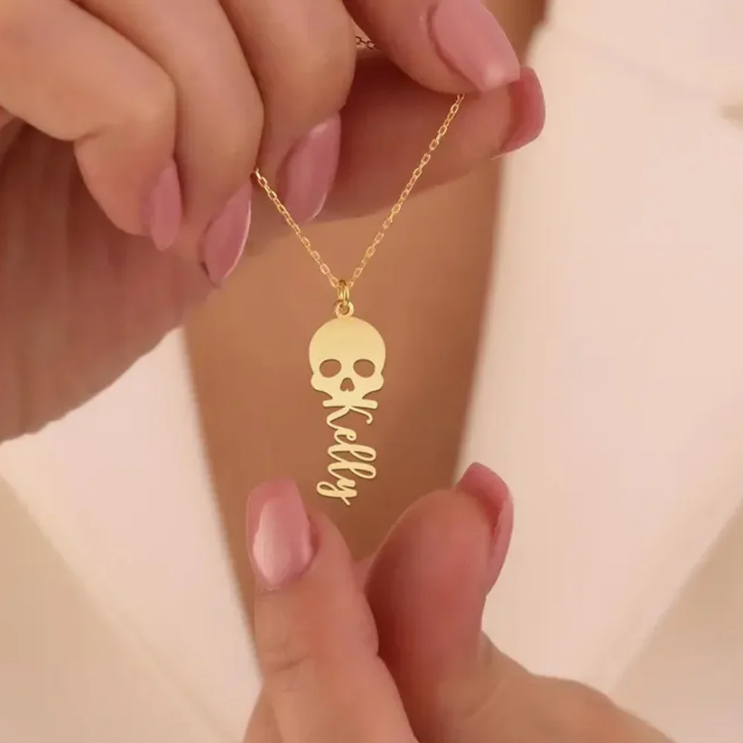 Custom Skull Necklace Personal - Women'S Fashion Edgy recension och pris