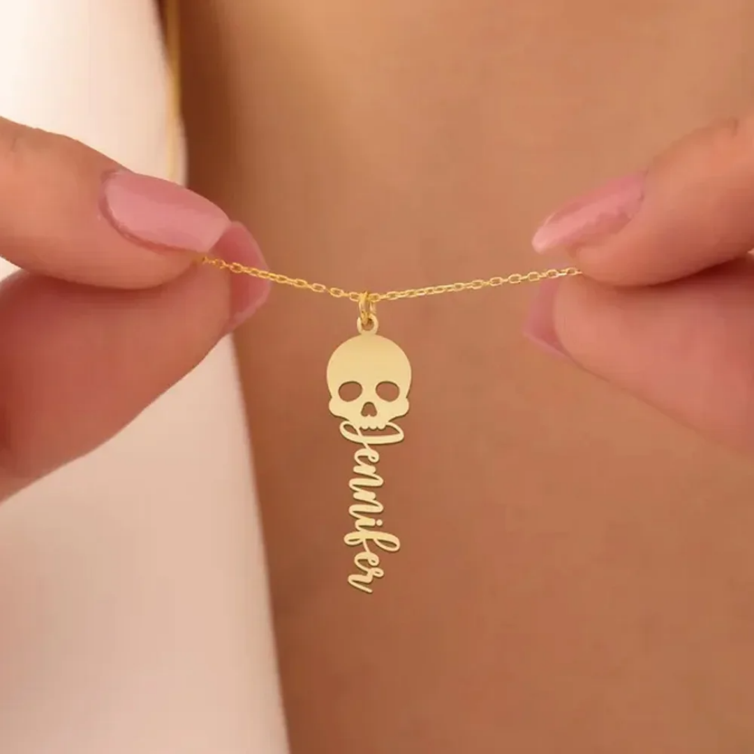 Custom Skull Necklace Personal - Women'S Fashion Edgy recension och pris