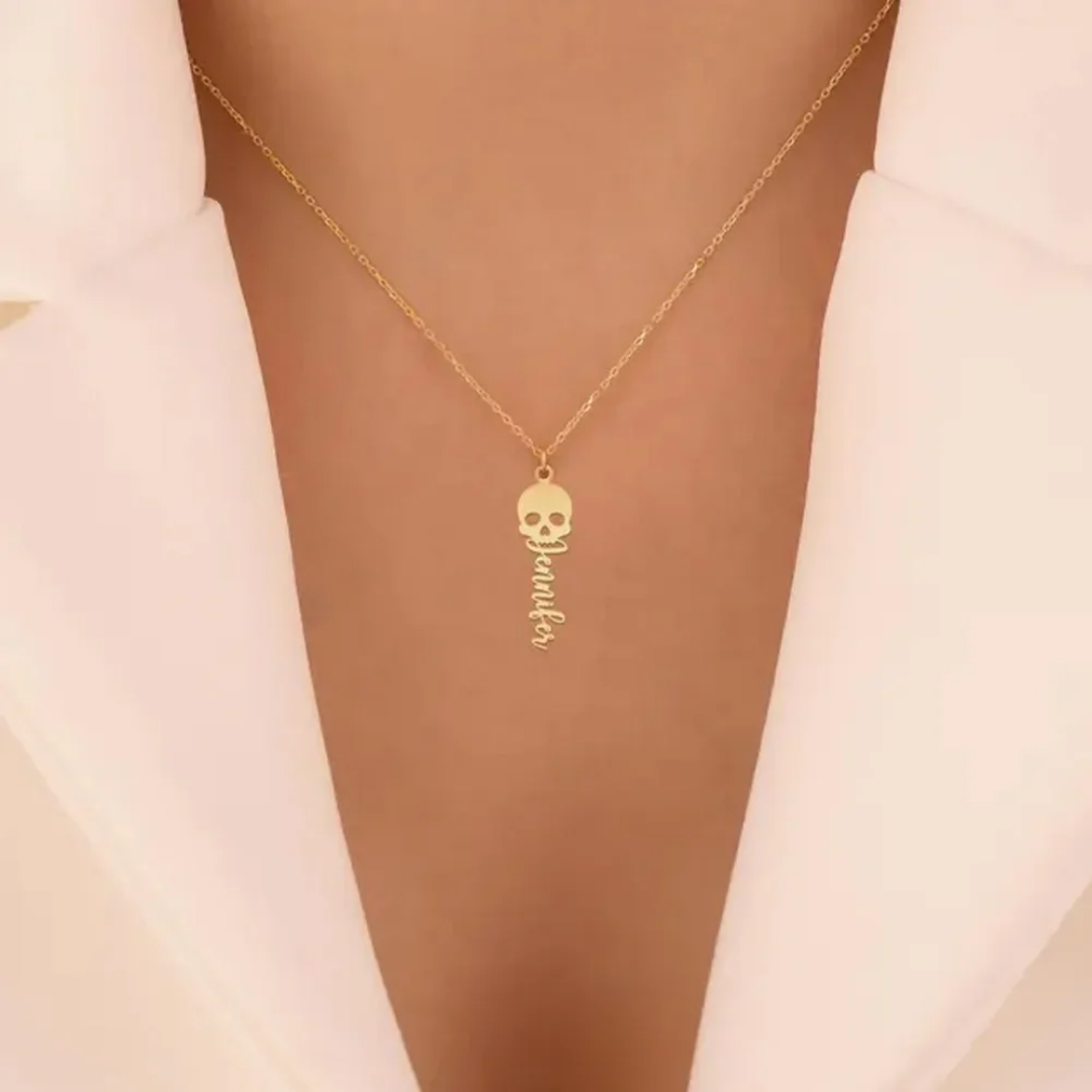 Custom Skull Necklace Personal - Women'S Fashion Edgy recension och pris