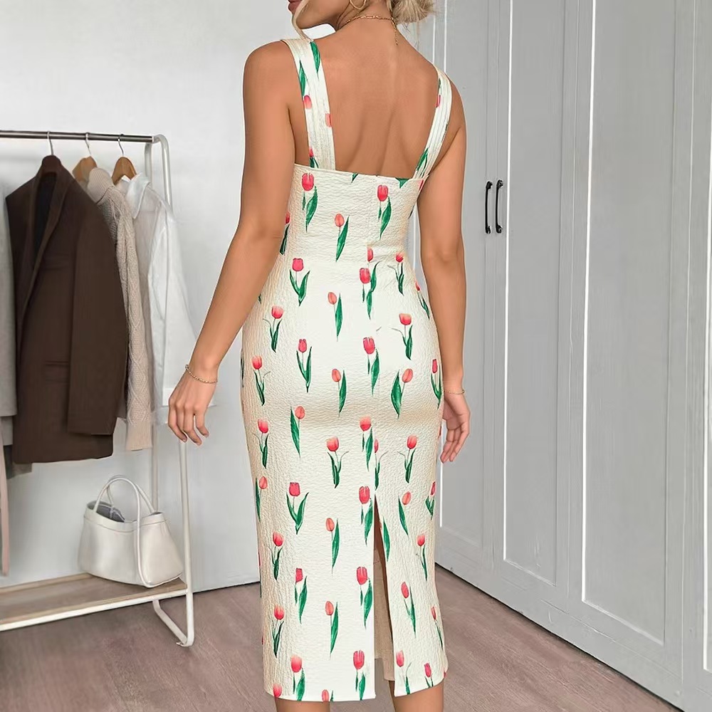 Fashionable Floral Print Crop  - A-Line Skirt Midi recension och pris