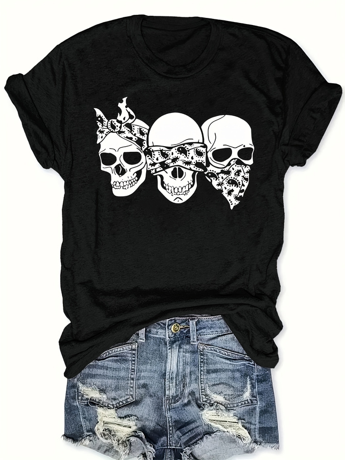 Happy Cartoon Skull T-Shirt, L - Women'S Fashion Trends 2026 Spring Summer recension och pris