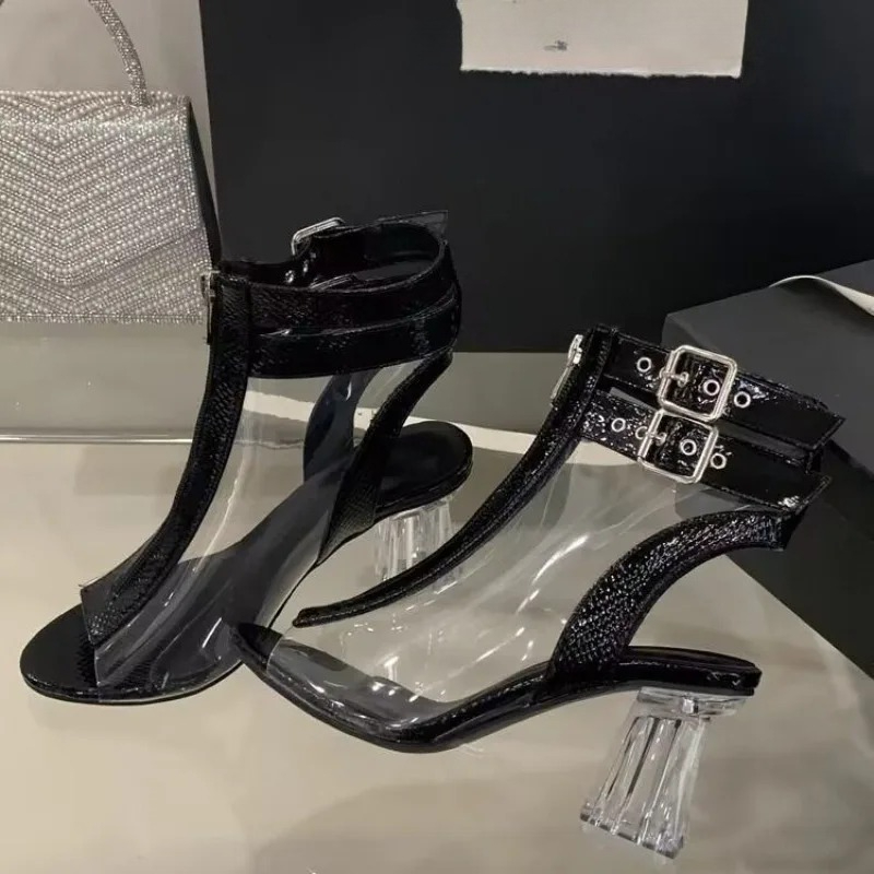 Crystal Heel Zip Sandals Summe - Fashion Women Belt recension och pris