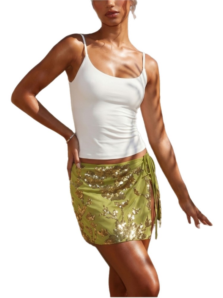 Womens Sequins Dance Beach Ski - Printed Wrap Skirt recension och pris