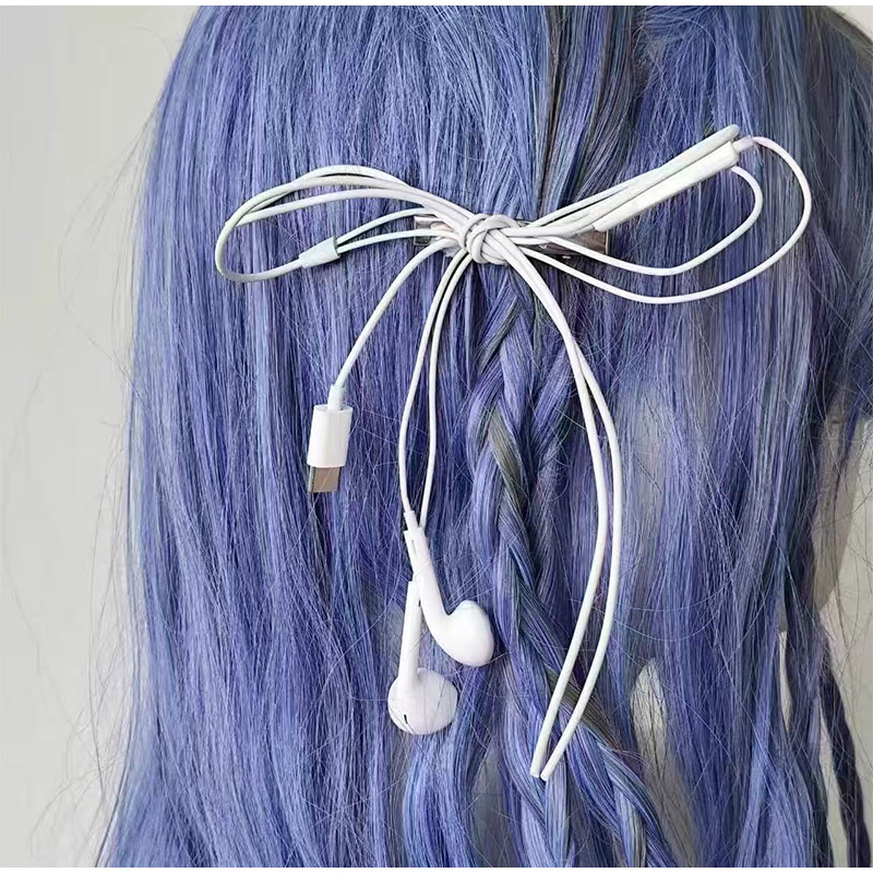 Headphone Wire Bow Hair Clip K - Women'S Y3K Fashion recension och pris