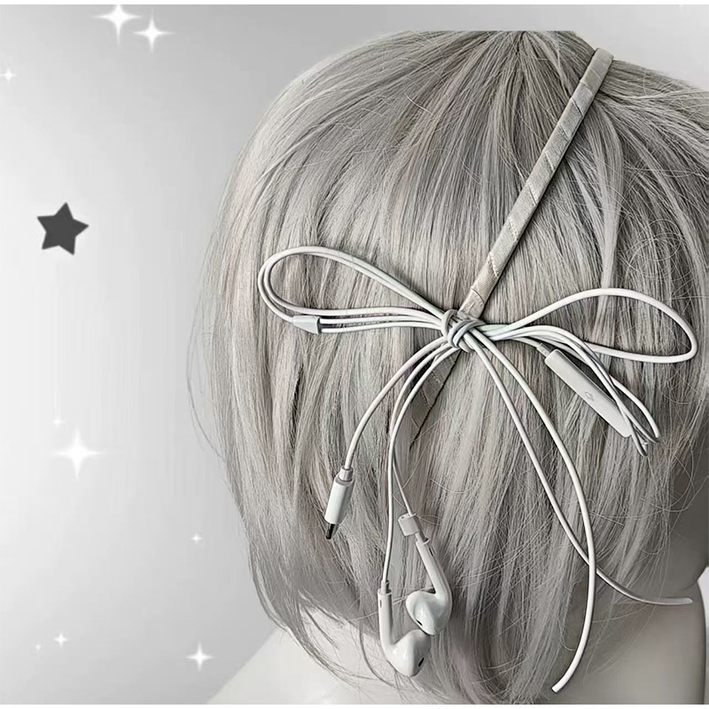 Headphone Wire Bow Hair Clip K - Women'S Y3K Fashion recension och pris